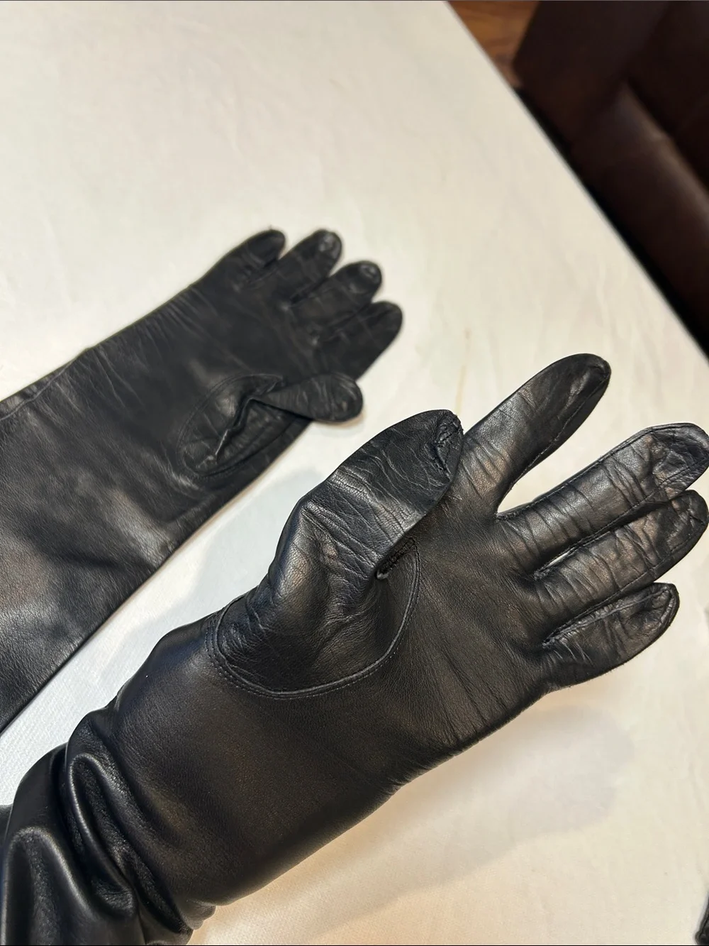 Vintage Leather and Fabric Gloves Set of 5 size is 6 1/2 to 7 1/2